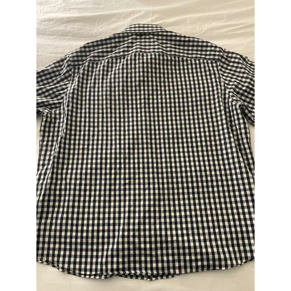 UNTUCKit Wrinkle‎ Free Navy White Gingham Check L/S Button Shirt XXX Large - Picture 7 of 7